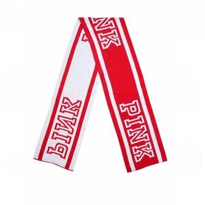 Women's PINK Victoria's Secret Red & White Logo Scarf 8 x 61 inch Winter Fashion